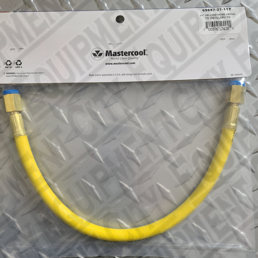 Mastercool 69887-27-11Y Yellow Hose Vacuum to Distiller 11 Inches